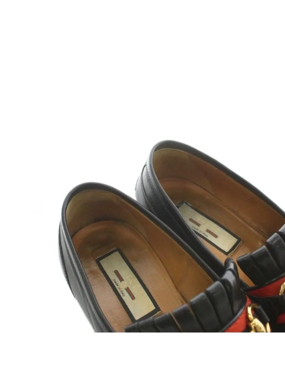 Gucci Horsebit Loafers Fringe Leather Black 8